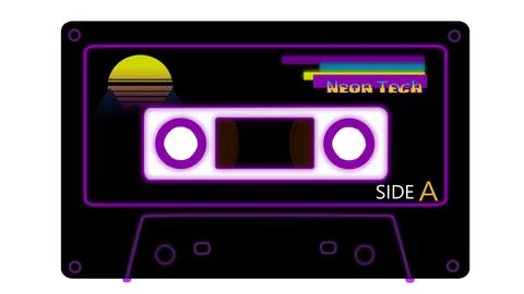 Cassette tape synthwave Stock Illustration