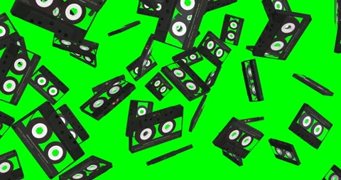 Cassette Tapes falling slow motion animation Stock Footage 238446455