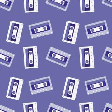Cassette tapes floating seamless pattern Stock Illustration