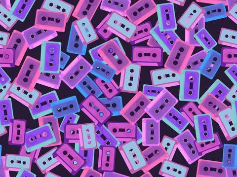 Cassette tapes seamless pattern. Gradient music cassettes for music tape Stock-Illustration