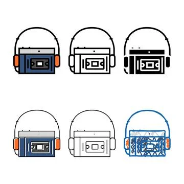 Cassette variants audio player color icon vector Stock Illustration