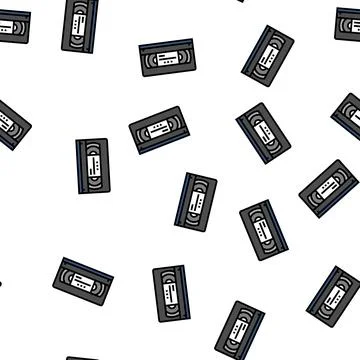 Cassette video retro gadget vector seamless pattern イラスト素材