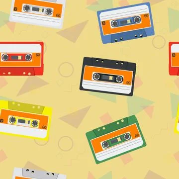 Cassettes Seamless Pattern Stock Illustration