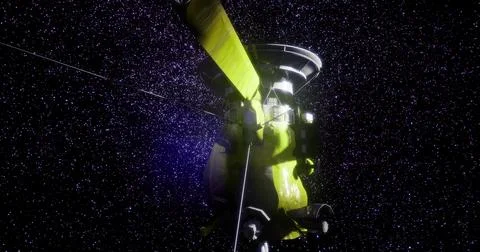 Cassini spacecraft explores the depths of space amidst countless stars Stock Illustration