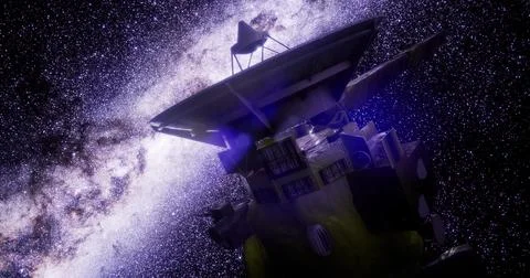 Cassini spacecraft exploring the wonders of deep space at night Stock Illustration