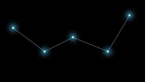 Cassiopeia constellation on a black background. Glowing blue stars are connected Stock Illustration