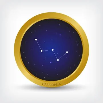 Cassiopeia constellation in golden circle Stock Illustration