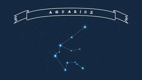 Cassiopeia image on the sky with a title Stock Illustration