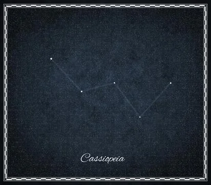 Cassiopeia star constellation, Night sky, Cluster of stars, Deep space, Cas.. Stock Illustration