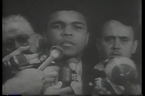 Cassius Clay Muhammad Ali refuses to be drafted 1967 Video stock 98036140