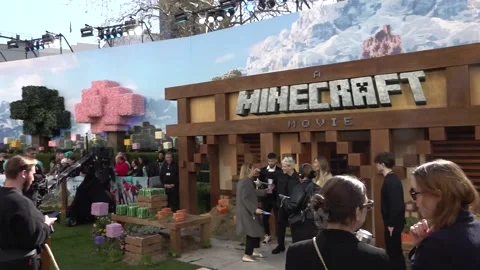 Cast and crew attend world premiere of A Minecraft Movie in London Stock Footage 305400528