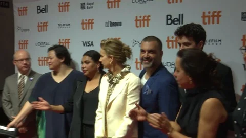 Cast and crew posing at the 2019 Toronto International Film Festival Video stock 117635654