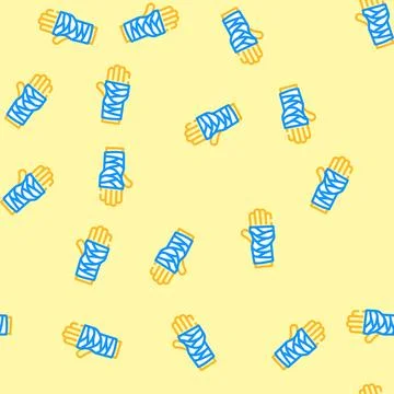 Cast on arm fracture vector seamless pattern Stock Illustration