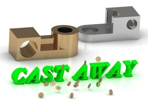 CAST AWAY - words of color letters and silver details and bronze details on Stock Illustration