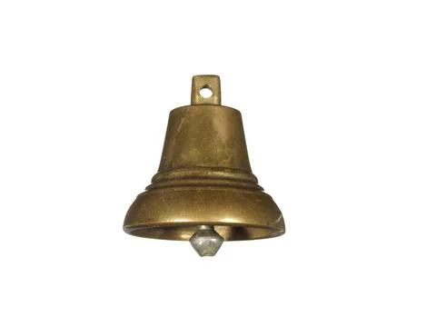 Cast bronze bell with tongue isolated on white background. Stock Photos