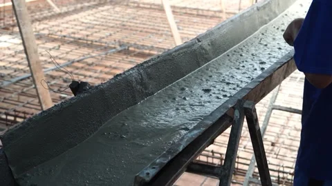 Cast concrete flows in the gutter Video stock 273226879