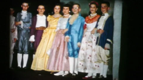 Cast From High School Performance Of Cinderella Do Curtain Call-1956 Vintage Stock Footage