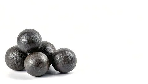 Cast iron cannonball is a solid round shot or ball spherical projectile wit.. Stock Photos