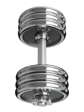 Cast Iron Chrome Adjustable Dumbbell, weightlifting gym equipment, side view Stock Illustration