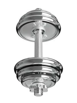 Cast Iron Chrome Adjustable Dumbbell, weightlifting gym equipment, side view Illustrazione stock