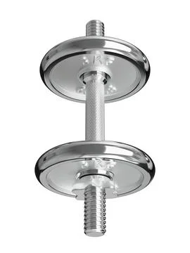 Cast Iron Chrome Adjustable Dumbbell, weightlifting gym equipment, side view Illustrazione stock