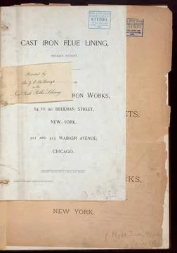 Cast iron flue lining - Opening page pasted with Dr J. S. Billing s presen... Stock Photos