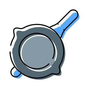Cast iron frying pan flat line design Stock Illustration