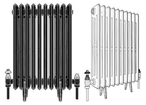 Cast Iron Radiator Vector. 스톡 일러스트
