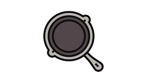 Cast iron skillet kitchen cookware color icon animation Stock Footage 326099647