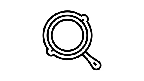 Cast iron skillet kitchen cookware line icon animation Stock Footage 326135921