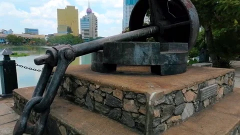 Cast Iron Weights And Screw Pile Used In The 1960s Stock Footage 171593571