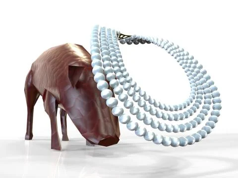 Cast pearls before swine 3d rendering Stock Illustration