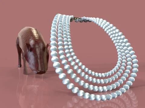 Cast pearls before swine 3d rendering 스톡 일러스트