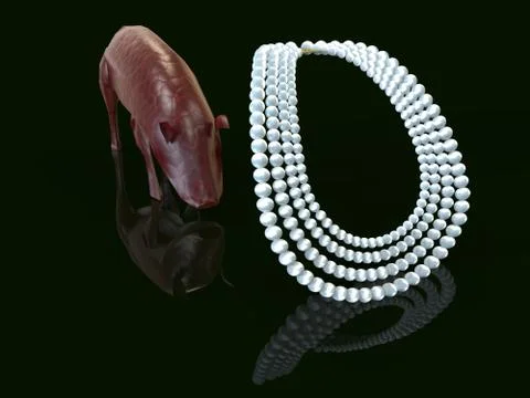 Cast pearls before swine 3d rendering Stock Illustration