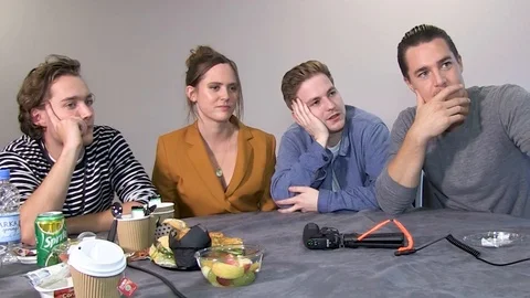 Cast of the show 'The Last Kingdom' is interviewed at a press junket - 2018 Video stock 107534629