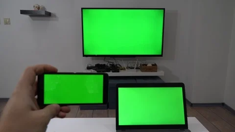 Cast smartphone on a computer or tv Stock Footage 124243260