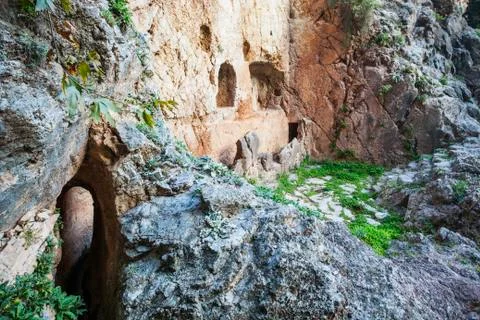 Castalian Spring; Delphi, Greece Stock Photos