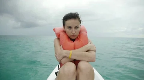 Castaway on a raft Stock Footage 11844239