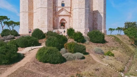 Castel del Monte situated on a hill in the countryside of Andria in Apulia. A Stock-Footage 227150864