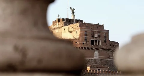 Castel Sant'Angelo bridge - Rome Stock Footage 160444876