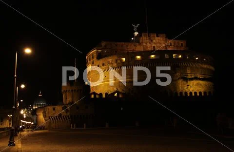 Castel Sant'Angelo at Night Stock Photos