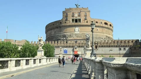 Castel Sant’Angelo, Rome, daytime time lapse with people. Stock Footage 163361555