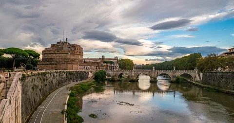 Castel Sant'Angelo, Rome , Timelapse Stock Footage 122871871