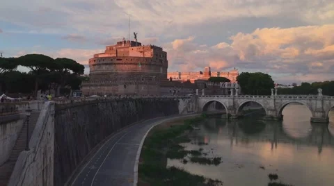 Castel Sant'angelo at sunset Stock Footage 65807472