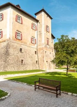 Castel Thun, gothic, medieval hilltop castle in province of Trento, Italy Stock Photos
