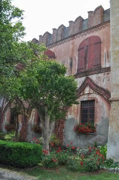 Castello del Roccolo in Caraglio Stock Photos