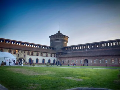 Castello Sforzesco Interior Wall Stock Photos