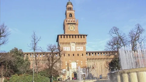 Castello sforzesco in Milan - Hyperlapse Stock Footage 72464356