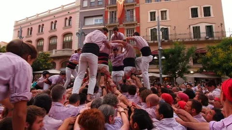 Castells in Terrassa, Spain Stock-Footage 40493048