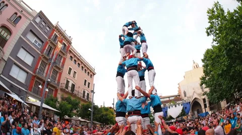 Castells in Terrassa, Spain Stock Footage 40627629